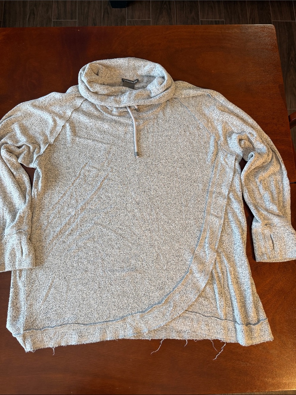Chelsea & Theodore womens plus Heather Gray Cowl Neck Pullover Sweater
